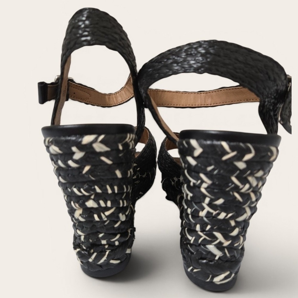DV‎ Dolce Vita Herd Black Cream Woven Braided 5" Wedge Sandals Womens 8 Strap - Picture 3 of 6